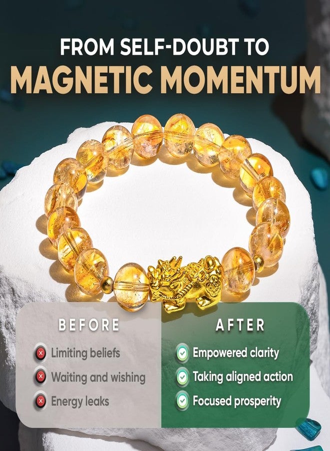 Conscious Items The Ultimate Wealth Bracelet, Citrine Crystal & Pixiu Bracelet for Prosperity & Protection, Abundance Manifesting Bracelets with Prosperity Stone, Wealth Amulet for Men & Women - Image 3